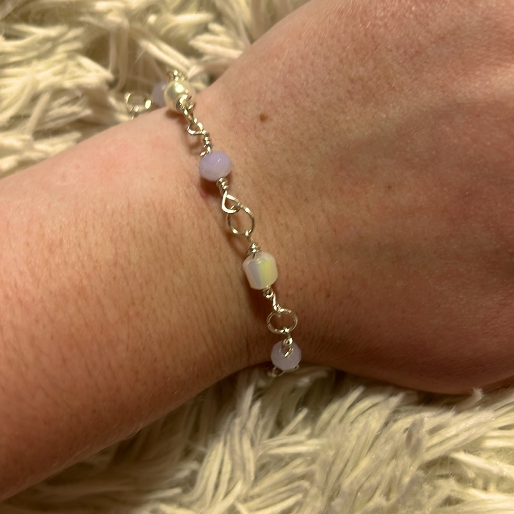 Handmade Beautiful Pearly and Baby Blue Bracelet